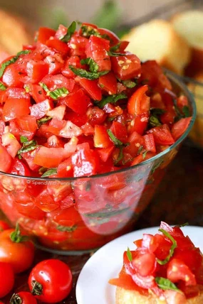 Bruschetta on Crispy Potatoes